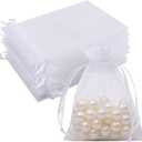 50 Pcs White Organza Bags 3x4 Inch, Small Mesh Gift Bags Drawstring Little Pouches for Easter Gifts Party Favor Jewelry Candy (1 Count (Pack of 50))