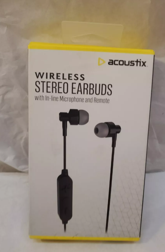 Acoustix Wireless Stereo Earbuds w In-Line Microphone and Remote