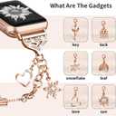 Bling Band Compatible with Apple Watch 49mm 45mm 44mm 42mm, Metal Jewelry Watch Strap for Ultra/Series SE 9 8 7 6 5 4 3 2 1 Interchangeable Charms Dressy Bracelet for Women (Rose Gold)