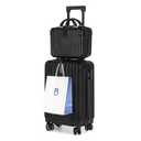 Luggage Waterproof Trolley Case with Hidden Hooks Spinner Luggage with Cosmetic Case 2 Bag Set (20 in. 14 in.) Black HD-420-WELA