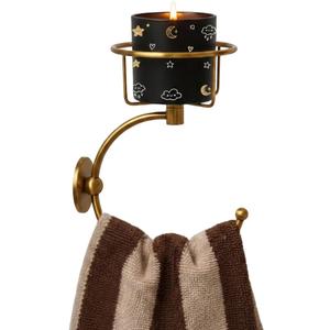 100% Solid Brass Hand Towel Holder for Bathroom Wall  Towel Ring with Candle Holder  Vintage Wall Candle Sconce Bathroom Decor  Antique Brass Towel Holder