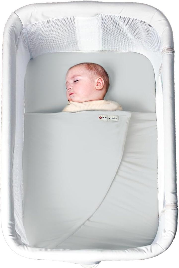 Wrap Sheet  Anti-Rollover Safe Sleep Blanket for Newborns  Fits Bedside Sleepers, Pack & Plays, Mini Cribs  Newborn Sleep Essential (Grey, Bedside Sleeper or Bassinet)