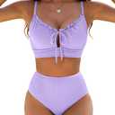 BMJL Womens Swimsuits for Women Ribbed High Waisted Bikini Sets Modest Two Piece Vacation Swim Suits 2026M,Purple (Purple, M)