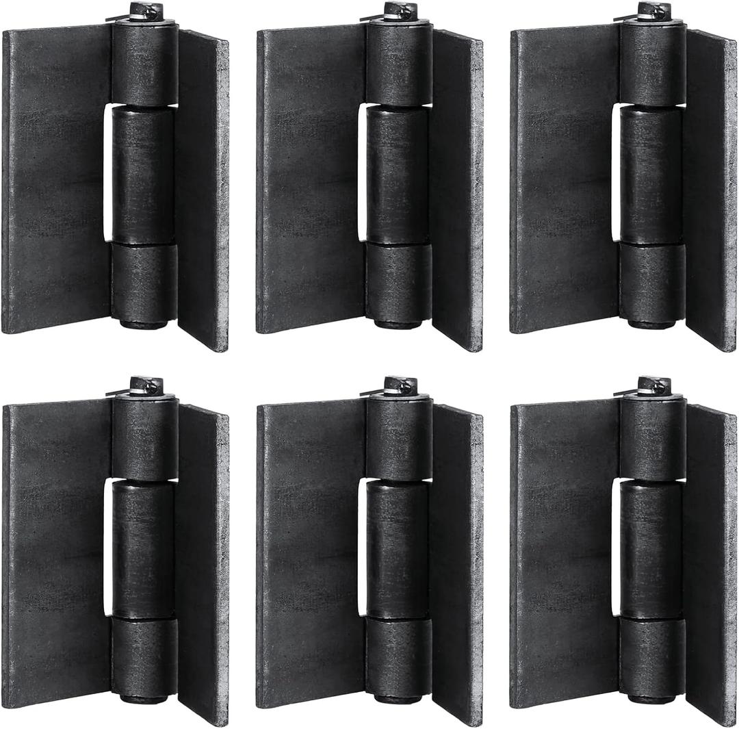 6 Pack Metals 4-3/8"x4-1/8 Heavy Duty Weldable Hinges -Thickness 5 mm Weld On Hinges - Solid Steel Butt Hinge Design for Heavy Gates & Doors - Corrosion & Rust Resistant