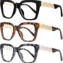 JM 3 Pack Reading Glasses for Women, Oversized Fashion Blue Light Blocking Computer Readers (3 Pack Mix, 4.0 x)