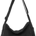 Canvas Messenger Bag Large Satchel Bag Travel Hobo Bag Casual Tote Shoulder Bag for Women and Men (Black)