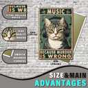 2 x Cat Vintage Tin Sig Music Because Murder Is Wrong Metal Tin Sign for Wall Decor for Bars Restaurants Cafes Pubs 8x12Inch (20X30cm(12*8in))