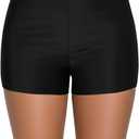 Yonique Womens Swim Shorts Solid Tankini Bottoms Swimsuit Bottoms, Black, Small