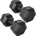 CAP 45 LB Cast Iron Hex Dumbbell Hand Weight - Pair | Black