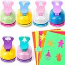 CHENGU 16 Pcs Craft Holes Punch Paper Punchers Scrapbook Punches with Craft Sticker Paper, Round, Star, Square, Heart, Flower, Wave Circle Shape (1 Inch,Christmas)