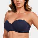 MELENECA Women's Strapless Bra for Large Bust Back Smoothing Plus Size with Underwire (Blue) 34D