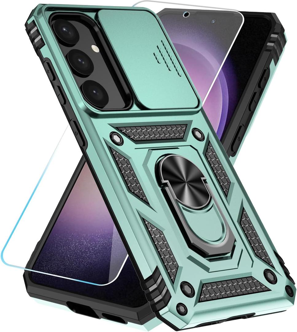 SunStory Phone Case for Samsung Galaxy S24 Plus / S25 Plus Case with HD Screen Protector & Kickstand & Slide Camera Cover,Phone Case for S24 Plus / S25 Plus 6.7", Green