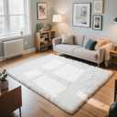 Fluffy Rug Shaggy Area Rug, White 4x6 Area Rugs for Bedroom, Small Bedside Rug, Soft Fluffy Shaggy Entryway Throw Rugs for Living Room Bedroom Kids Room Home Decor