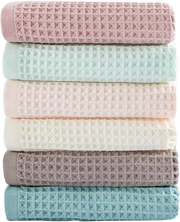 vfaejll 6 Pack Waffle Weave Dish Cloths, 13x13 Inch 100% Cotton Kitchen Towels for Washing Dishes - Super Absorbent, Quick Drying Dish Rags (Mixed Colors)