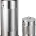 happimess happimess HPM1018E Theo Retro 8-Gallon Step Trash Can with Soft-Close Lid and Free Mini Trash Can for Home, Kitchen, Bathroom, Living Room, Office, Platinum Silver