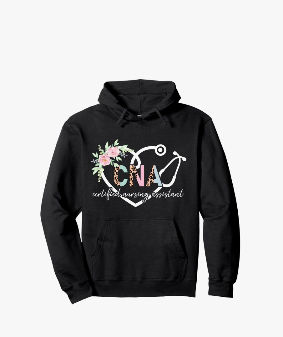 CNA Certified Nursing Assistant Heart CNA Nurse Pullover Hoodie L