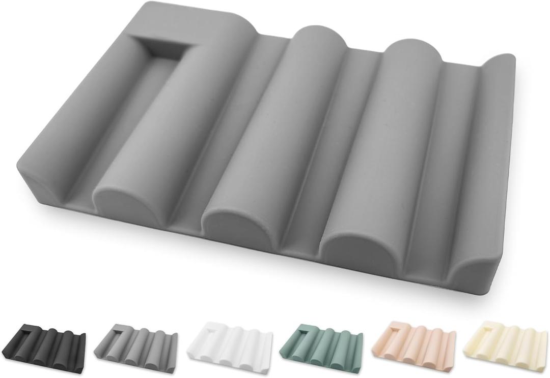 Soap Dish for Shower, Bathroom & Kitchen  Non-Slip, Self-Draining Design to Keep Soap Dry, Extend Soap Life  Easy to Clean, Compact & Durable (Grey, 1 pcs)