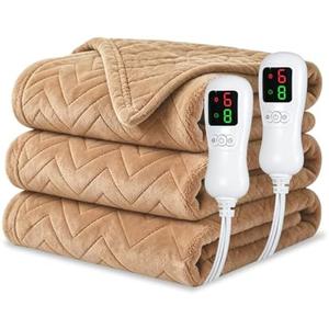 Electric Blanket Queen Size 84"x90",Heating Blanket, Soft Flannel Heated Blanket, 9 Heating Levels,1-9 Hours Auto Off, Fast Heating, Overheat Protection, Machine Washable,Gifts for Woman,Brown