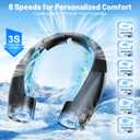 Portable Neck Fan with 6 Powerful Speeds, 8000mAh Battery Operated USB-C Rechargeable Fan, Hands-Free 360 Cooling Neck Fan,Twistable,Low-Noise Personal Fan Gift for Women Men (Black)