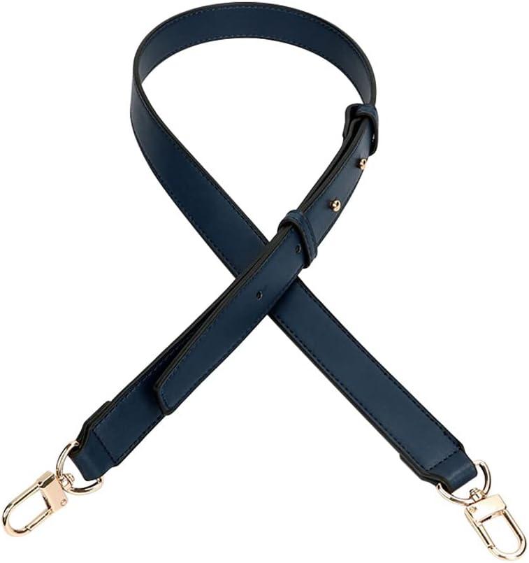 Smooth Leather Belt for Crossbody Handbags Shoulder Bag Replacement Adjustable Purse Strap Short Size Silver Clasp Navy Blue