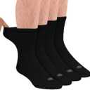 Doctor's Choice Diabetic Socks for Men, Seamless Socks with Non Binding Top, 4 Pairs, Large 9-12 & X-Large 13-15 (Black/Crew)