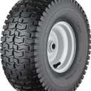 15x6.00-6 Lawn Mower Tires, 4 Ply Tubeless Lawn Mower Tires 15x6x6, Front Lawn Tractor Tires, 3 Offset Hub Long with 3/4 Bushings Garden Tire for Riding Lawn Mower by Cubesprings -1Pack