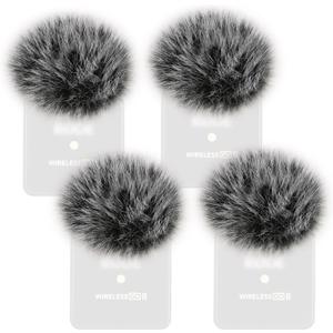 4PCS Windscreen/Pop Filter for Rode Wireless Go II (2nd Gen) Microphones - Furry Mic Cover for Wind & Ambient Noise Reduction (Rode Wireless Go II, Black-White)