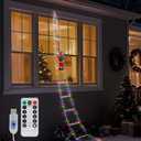 Multicolor LED Christmas Ladder Lights - 10ft Christmas Decorative Ladder Lights with Remote Control and Santa Claus, Xmas Decorations Light for Indoor Outdoor, Window, Garden, Wall, Xmas Tree Decor