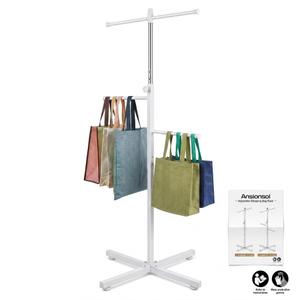 tonchean 2-Pack Adjustable Shopping Bag Racks, Heavy Duty Metal Tote Bag Holders Commercial Retail Display Racks Handbag & Purse Rack Stand for Vendors, Boutique, Trade Show & Home Storage
