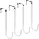 FYY Over the Door Hooks, 4 Pack Upgraded Long Door Hangers Hooks with Rubber Prevent Scratches Heavy Duty Organizer Hooks for Hanging Clothes, Towels, Hats, Coats, Bags White