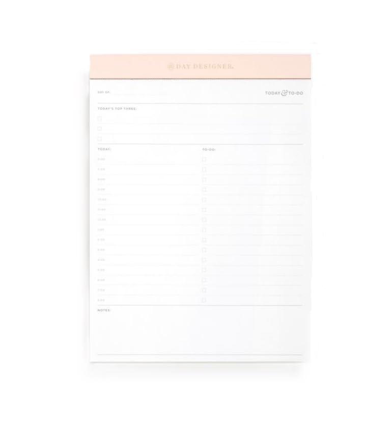 Day Designer Premium Planning Pad with Daily Planning Page Featuring Hourly Schedule, To Do-List, Notes and more. Blush Trim | 7 x 9 | expertly crafted for functional planning, seamless organization, and effortless style (Desktop Notepad - 7" x 9", Blush)