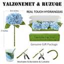 YalzoneMet Real Touch Hydrangea Artificial Flowers 3 Pcs 21 inches Light Blue Natural Lifelike Latex Flower Long Stem Faux Hydrangea Gift for Home Kitchen Garden Xmas Decor Christmas Table Centerpiece