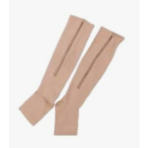 2 Pairs Open Toe Zippered Compression Socks |Boost Circulation |Comfortable for Everyday Wear and Travel, Color: Neutral