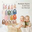 MOFASVIGI Baby Bib & Headband Holder, Macrame Nursery Hanging Storag | Boho macrame hanging organizer with sturdy metal clips. Perfect for baby bibs, headbands, burp cloths, and socks