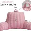 A Nice Night Reading Pillow Bed Wedge Large Adult Children Backrest with Arms Back Support for Sitting Up in Bed/Couch for Lounging Bedrest,Waffle Stereoscopic Design,Pink