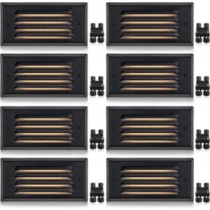 SUNVIE Low Voltage Step Lights 5W LED Step Lights Outdoor 3000k Low Voltage Deck Light with Horizontal Louver Faceplate Deck Stair Light for Stairs Fence Post Fastlock2 Connectors Included, 8 Pack
