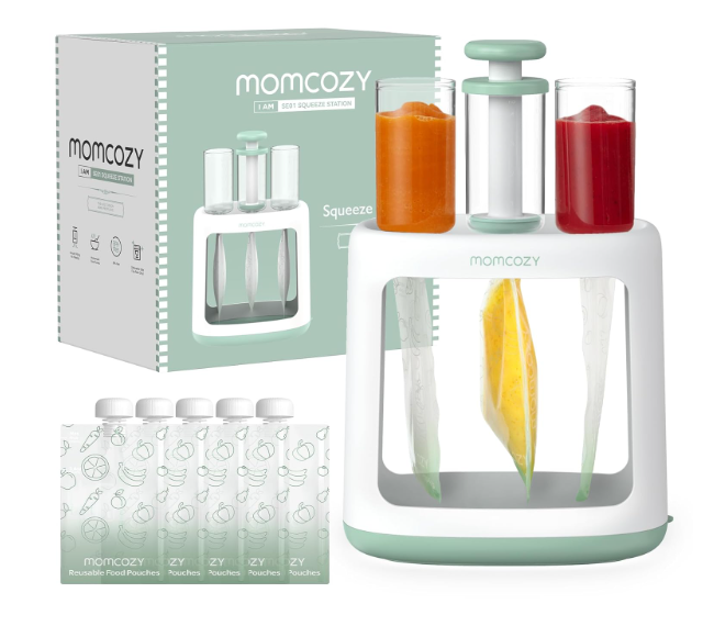 Momcozy Squeeze Station,Baby Food Maker,Pouch Filler for Homemade Baby Puree, BPA-Free, Dishwasher Safe, with Reusable Baby Food Pouches for Babies & Toddlers Momcozy 