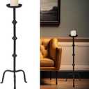 Mumufy 1 Pcs 32 Inch Metal Candlestick Floor Pillar Candleholder Elegant Tall Candleholder Metal Candelabra Candlesticks Holder for Formal Events Wedding Church Holiday Decor (Black)