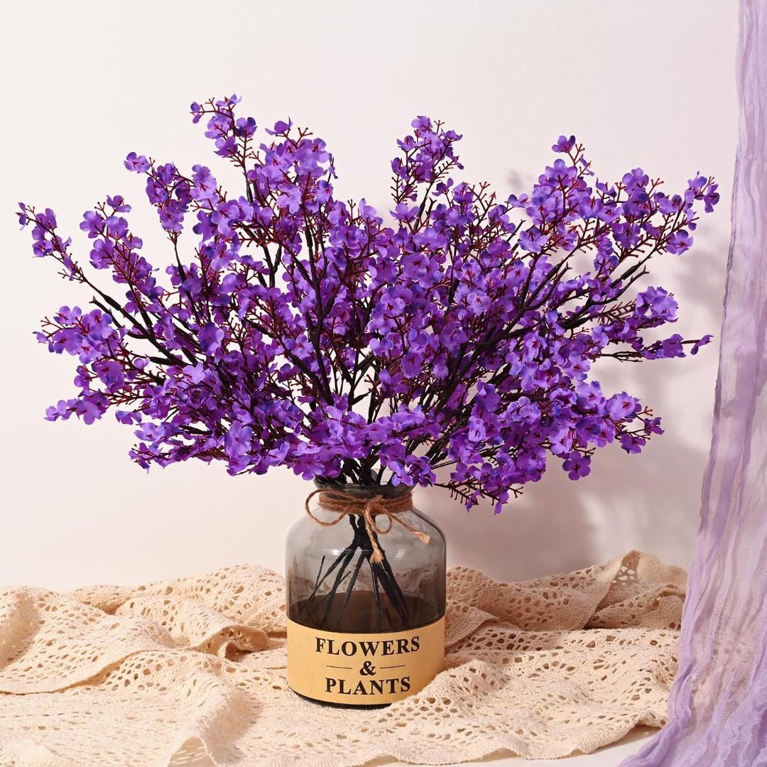 Yastouay 5 Pcs Fake Flowers Artificial Flowers, Real Touch Silk Flowers Faux Flowers for Decorations, Purple Babys Breath Artificial Flowers Bulk for Spring Summer Decor Floral Arrangement