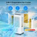 PNTCK 3-IN-1 Evaporative Air Cooler with 8L Bottom Water Tank, 2 Ice Packs, 4 Modes, 3 Speeds, 12H Timer, Remote, Swamp Coolers Air Cooler Fan for Room Bedroom Office Garage