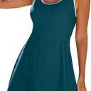 Aleumdr Women One Piece Swimsuit Skirt Tummy Control Bathing Suit Color Block Swim Dress Swimwear with Pockets (X-Large, Green)