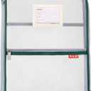 Pendancy Mesh Zipper Pouch 14.8x10.8 in Transparent Lightweight Nylon File Folders, A4 Size Multi-Layer Subject Document Organizer Accessories Storage Bag for Office and School Supplies(Green)