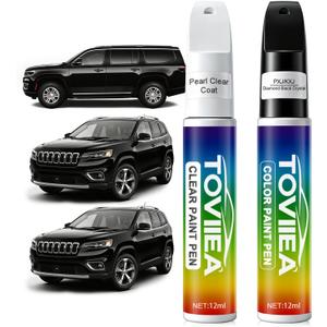 Diamond Black Crystal(PXJ/KXJ) Touch Up Paint Compatible with JEEP,2-In-1 Car Scratch Remover Pen,Car Paint Scratch Repair Kit for Scratches,Chips & Nicks,2-PCS SET
