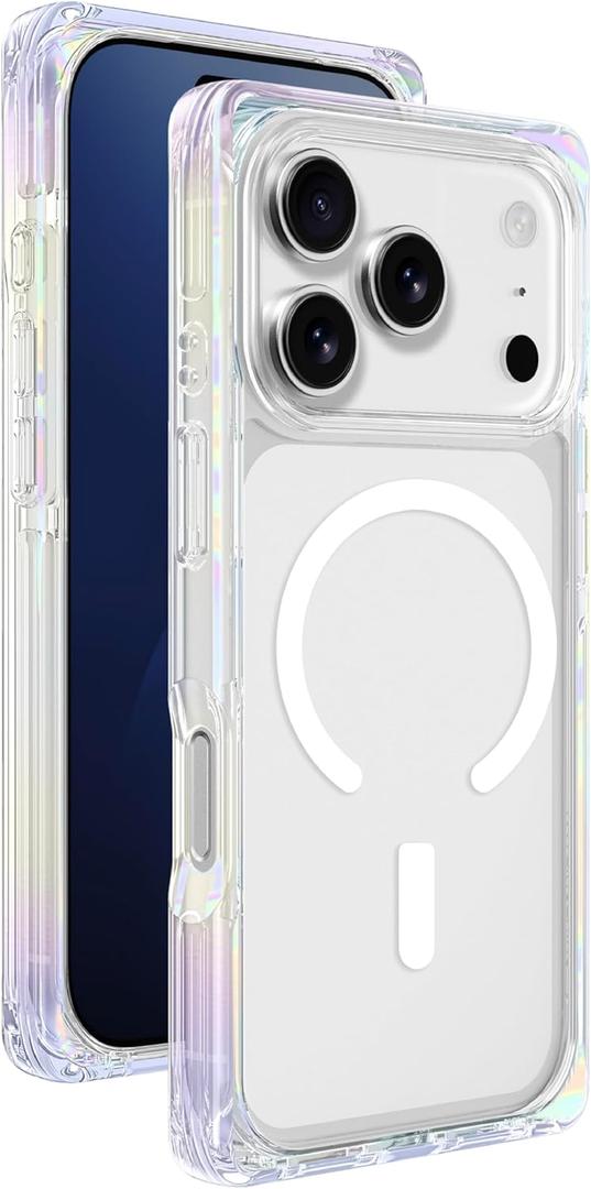 AMAZINGthing for iPhone 17 Pro Max [Omni Case], Designed for MagSafe Accessories, 10FT Drop Proof, Magnetic Phone Cover with Bumper Protection, Anti Yellowing, Transparent, Clear Rainbow