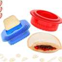 HiYZ Sandwich Cutter and Sealer -  Decruster Sandwich Maker - Peanut Butter and Jelly Crustless Sandwich Bread Pancake Maker Cookie Cutter for Kids Children Boys Girls (Round Red and Square Blue)