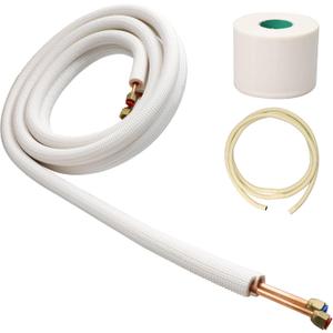 10 FT Aluminum mini split line set, 1/4 & 3/8 inch, for hvac line set, with matte fittings HVAC hoses, Easy DIY Installation,compatible with 9000-12000 BTU systems