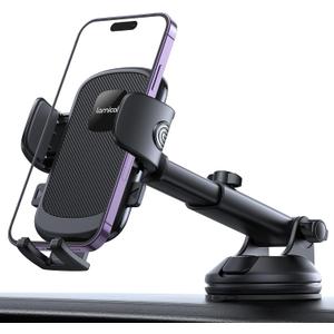 Lamicall Car Phone Mount - [Strongest Military-Grade Suction Cup] 360 Rotation Phone Holders for Your Car Quick Release Adjustable Phone Mount for Car Dashboard for iPhone 17 16 Pro Max Dark Grey