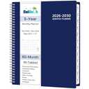 Monthly Planner 2026-2030, 5-Year Calendar Planner 2026-2030, Jan 2026 – Dec 2030, 8.5 x 11 In, Ruled Spread, Flexible Cover, Spiral Wirebound, Pocket, 60 Coated Monthly Tabs, Notes ＆ Habit Tracker, A4 Planner, Blue