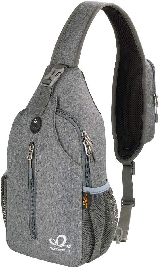 WATERFLY Crossbody Sling Backpack Sling Bag Travel Hiking Chest Bag Daypack (Dark Gray)