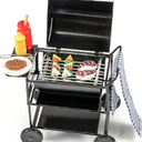 SAMCAMI Dollhouse Furniture Kitchen Grill Set (7 PCS) - 1:12 Scale Miniature Dollhouse Decoration (Square Black)